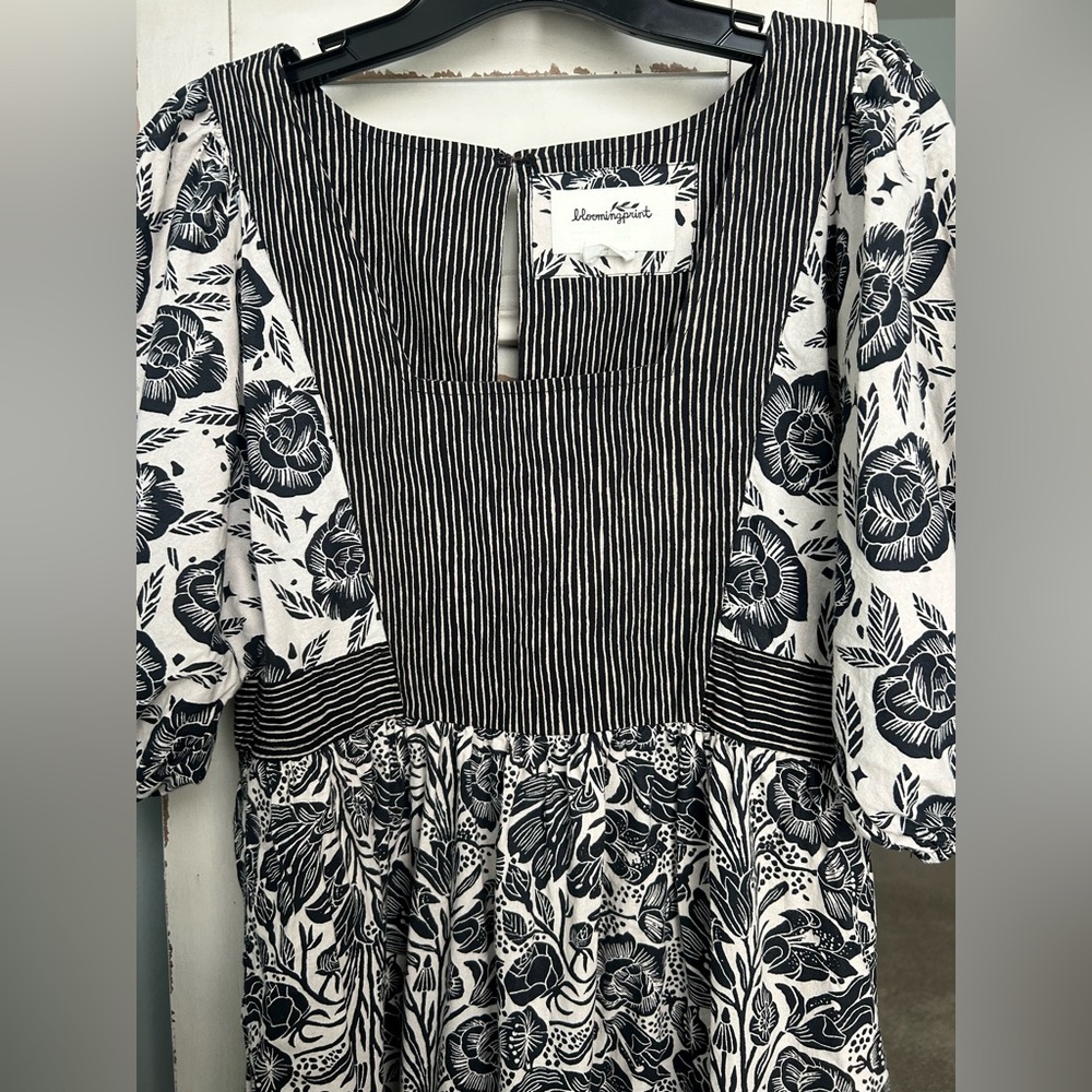 ANTHROPOLOGIE BLOOMINGPRINT Adrienne Flounce Midi Dress Lagenlook Folk Boho Sz 6 - Picture 7 of 15